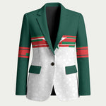 World Football 2026 Morocco Custom Blazer African Geometric White Pattern - African Pride