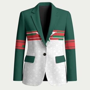 World Football 2026 Morocco Custom Blazer African Geometric White Pattern - African Pride