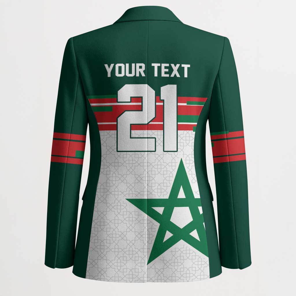 World Football 2026 Morocco Custom Blazer African Geometric White Pattern - African Pride