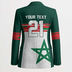World Football 2026 Morocco Custom Blazer African Geometric White Pattern - African Pride