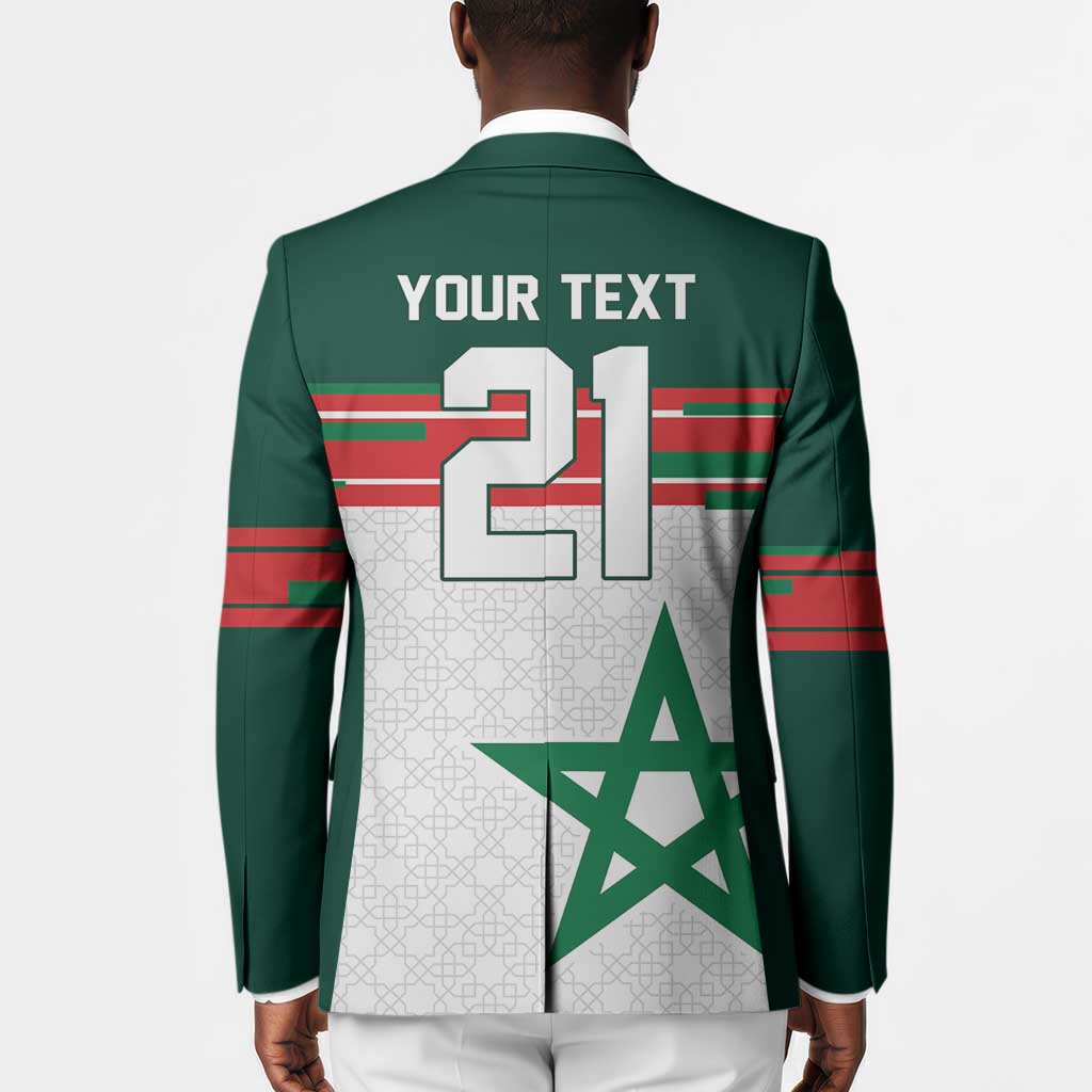 World Football 2026 Morocco Custom Blazer African Geometric White Pattern - African Pride