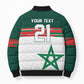 World Football 2026 Morocco Custom Bomber Puffer Jacket African Geometric White Pattern - African Pride