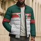 World Football 2026 Morocco Custom Bomber Puffer Jacket African Geometric White Pattern - African Pride