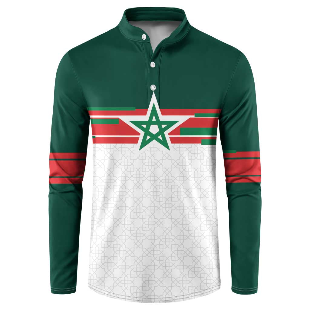 World Football 2026 Morocco Custom Button Sweatshirt African Geometric White Pattern