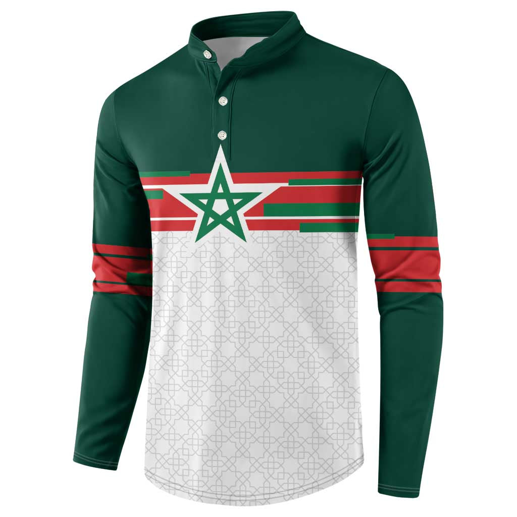 World Football 2026 Morocco Custom Button Sweatshirt African Geometric White Pattern