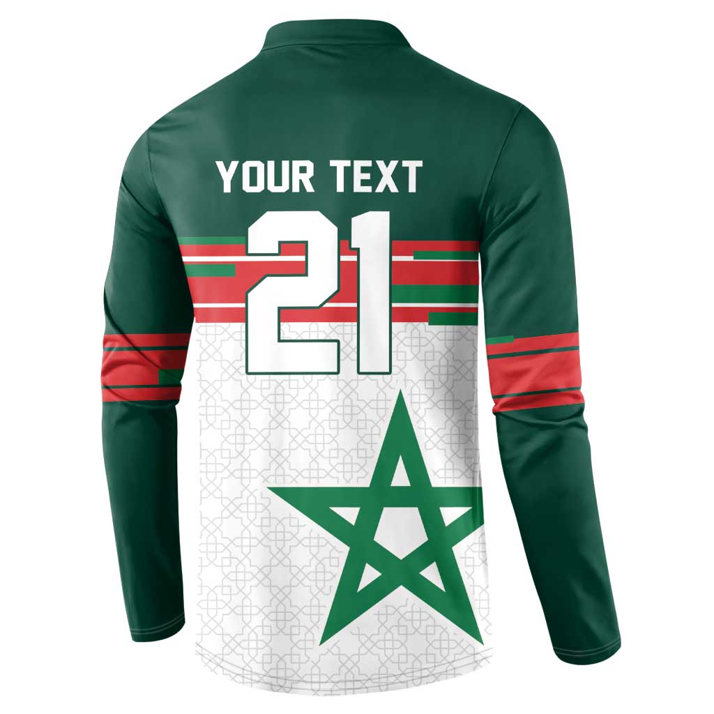 World Football 2026 Morocco Custom Button Sweatshirt African Geometric White Pattern