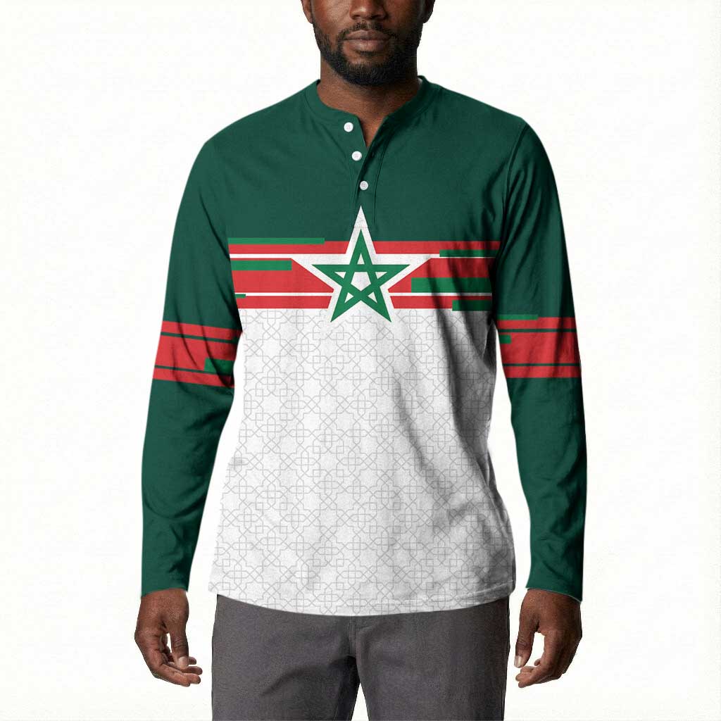 World Football 2026 Morocco Custom Button Sweatshirt African Geometric White Pattern
