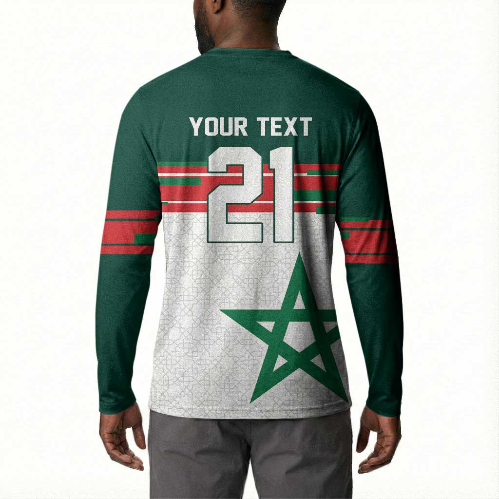 World Football 2026 Morocco Custom Button Sweatshirt African Geometric White Pattern
