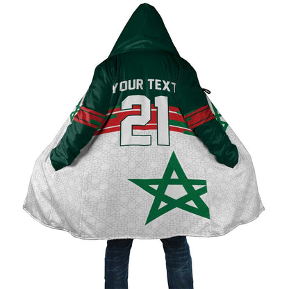 World Football 2026 Morocco Custom Cloak African Geometric White Pattern - African Pride