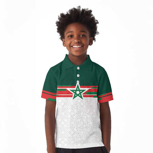 World Football 2026 Morocco Custom Kid Polo Shirt African Geometric White Pattern LT9