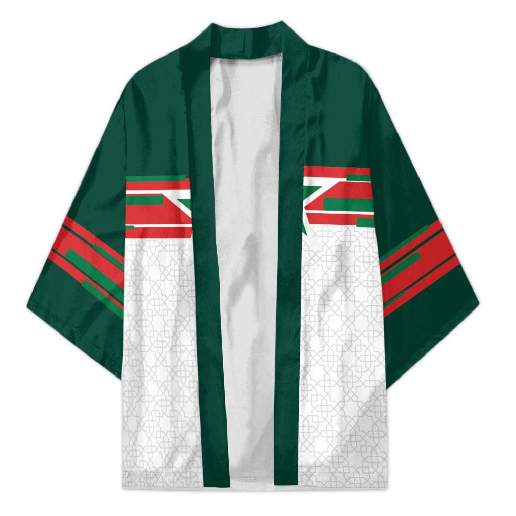 World Football 2026 Morocco Custom Kimono African Geometric White Pattern - African Pride