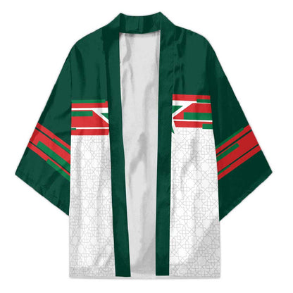 World Football 2026 Morocco Custom Kimono African Geometric White Pattern - African Pride