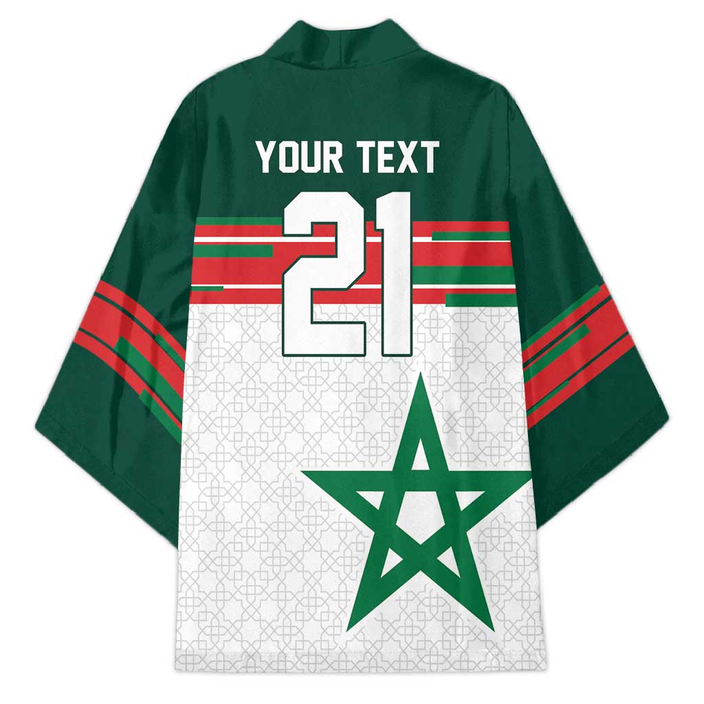 World Football 2026 Morocco Custom Kimono African Geometric White Pattern - African Pride