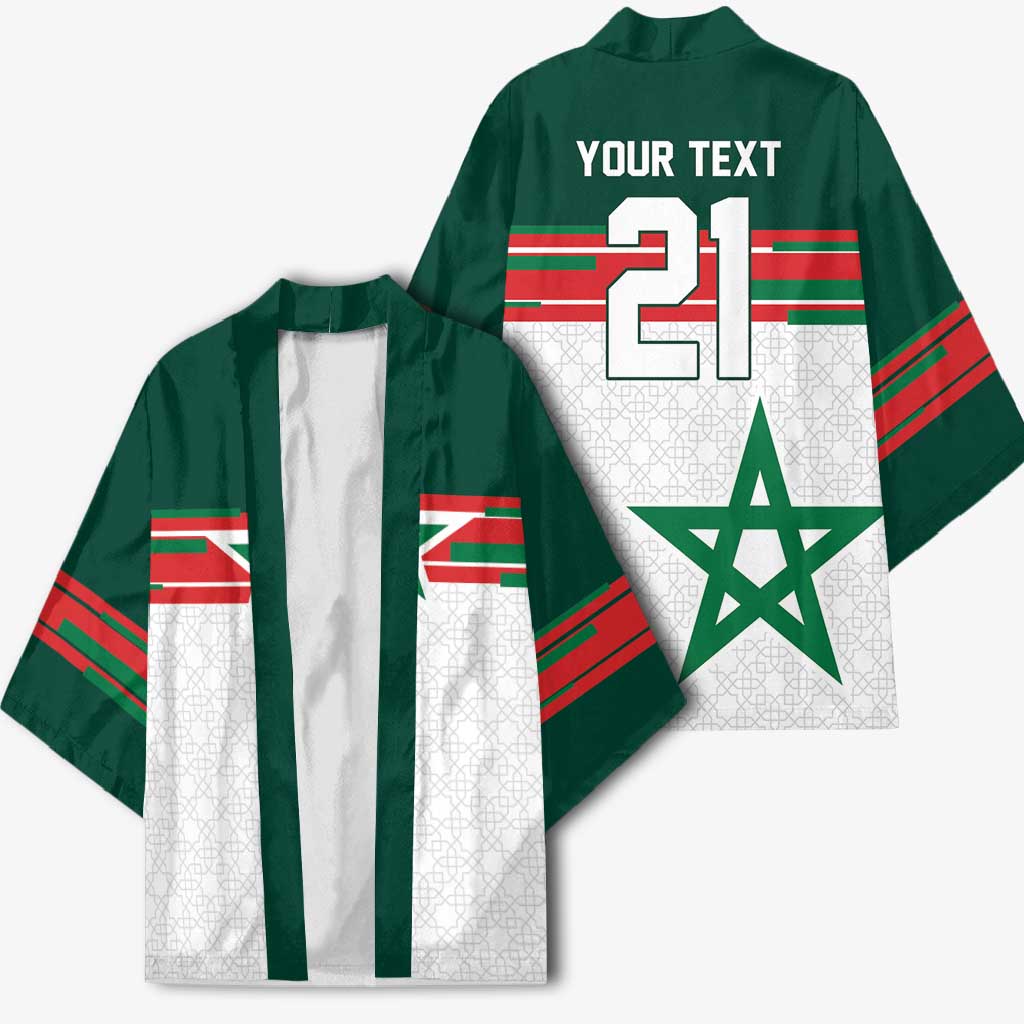 World Football 2026 Morocco Custom Kimono African Geometric White Pattern - African Pride