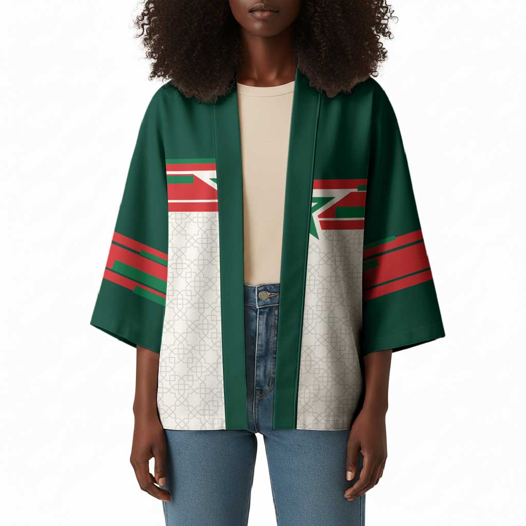 World Football 2026 Morocco Custom Kimono African Geometric White Pattern - African Pride
