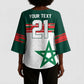 World Football 2026 Morocco Custom Kimono Sleeve Blouse African Geometric White Pattern - African Pride