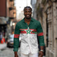 World Football 2026 Morocco Custom Long Sleeve Button Shirt African Geometric White Pattern - African Pride