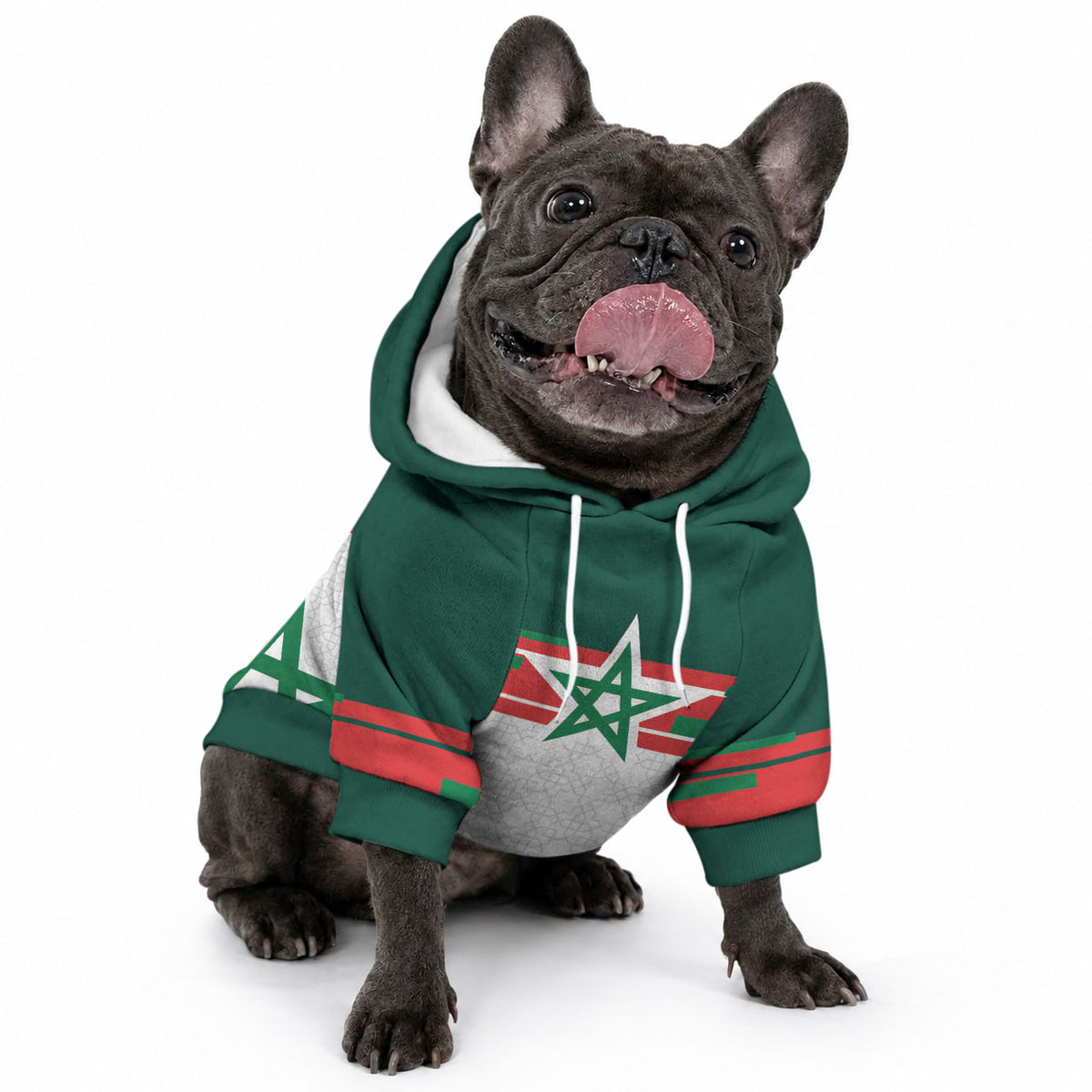 World Football 2026 Morocco Custom Pet Hoodie African Geometric White Pattern