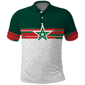 World Football 2026 Morocco Custom Polo Shirt African Geometric White Pattern LT9