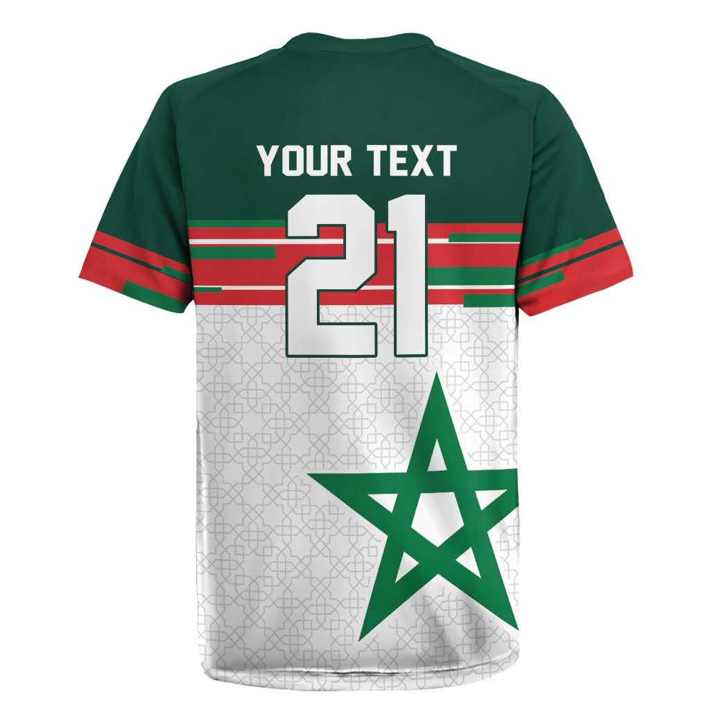 World Football 2026 Morocco Custom Rugby Jersey African Geometric White Pattern LT9