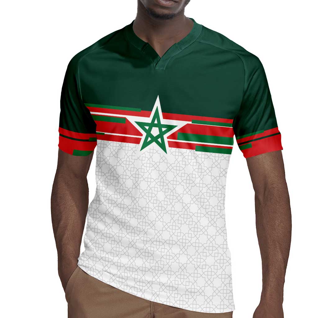 World Football 2026 Morocco Custom Rugby Jersey African Geometric White Pattern LT9