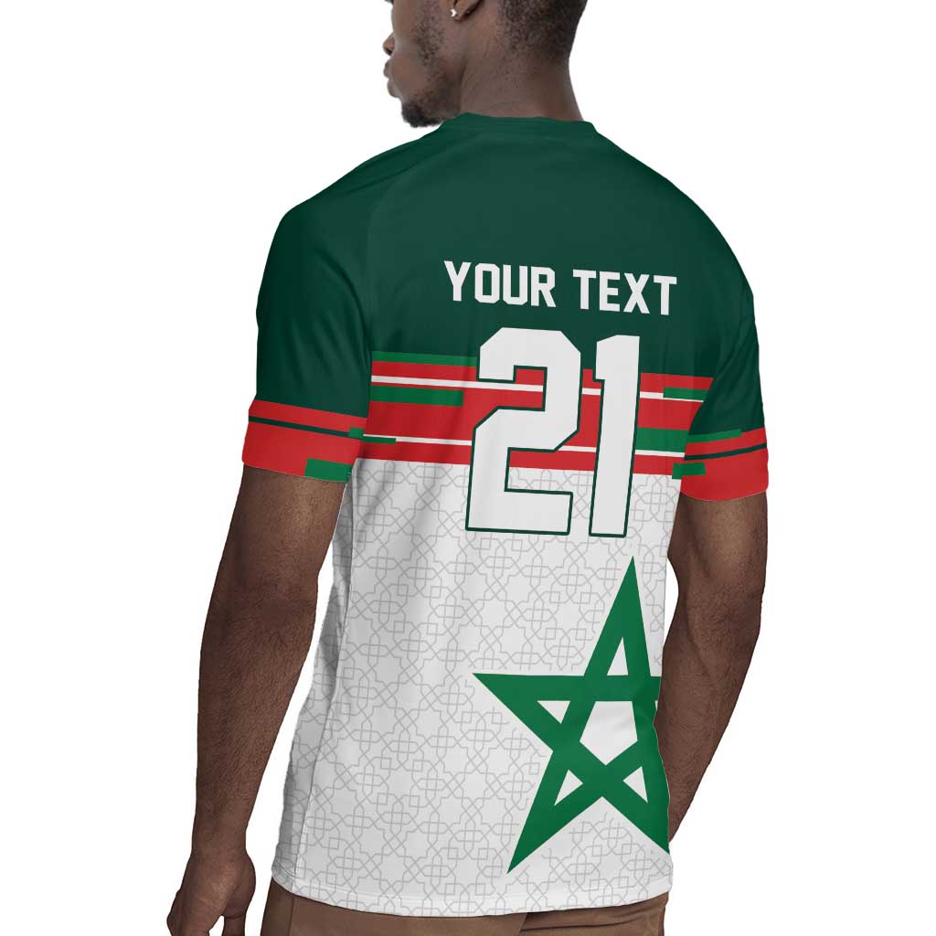 World Football 2026 Morocco Custom Rugby Jersey African Geometric White Pattern LT9