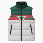 World Football 2026 Morocco Custom Sleeveless Puffer Jacket African Geometric White Pattern - African Pride