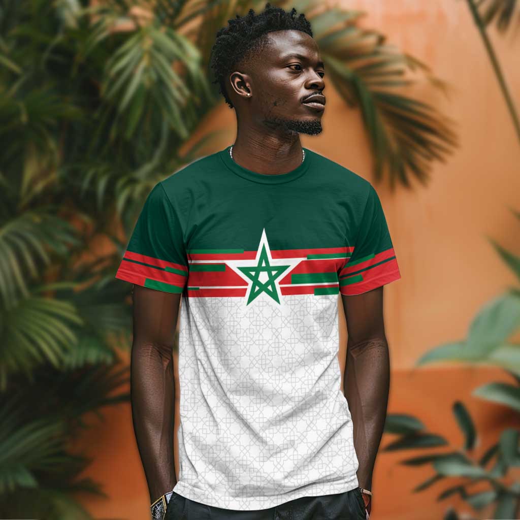 World Football 2026 Morocco Custom T shirt African Geometric White Pattern LT9