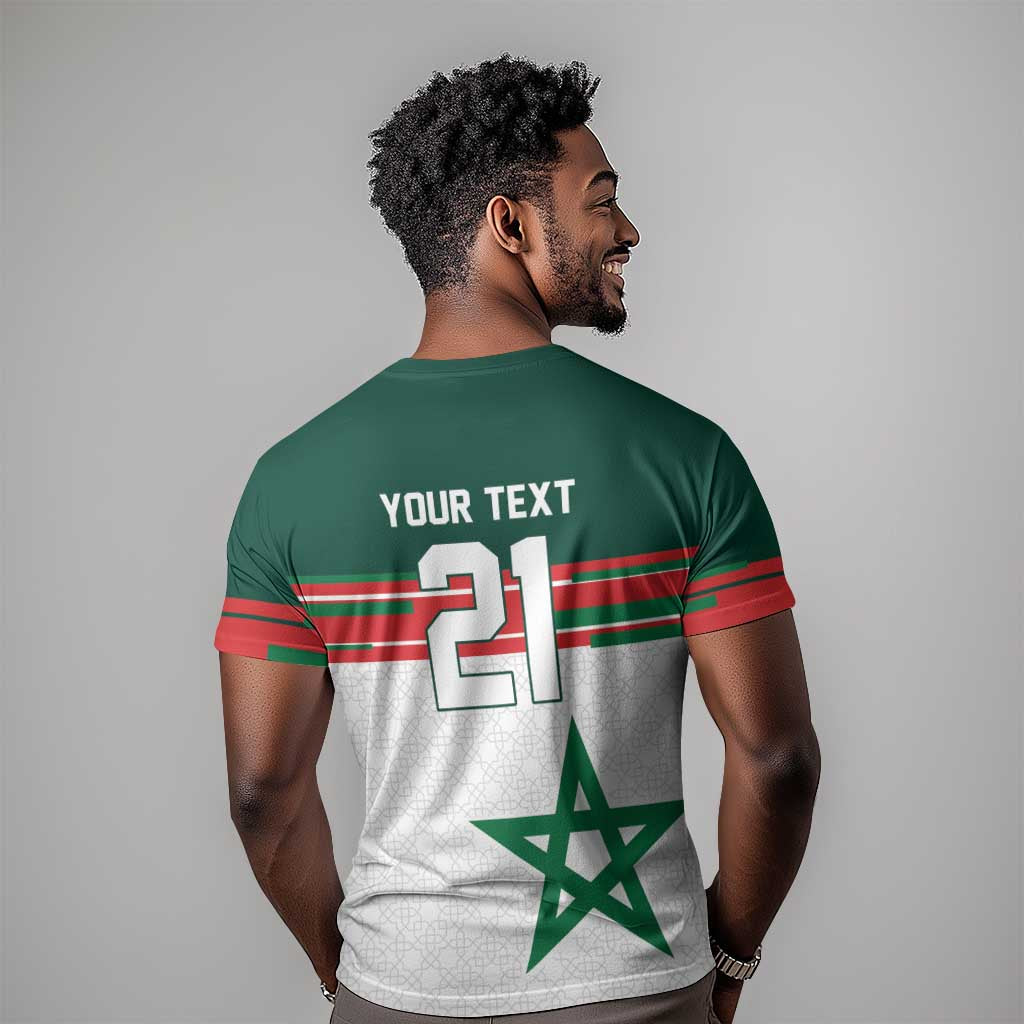 World Football 2026 Morocco Custom T shirt African Geometric White Pattern LT9