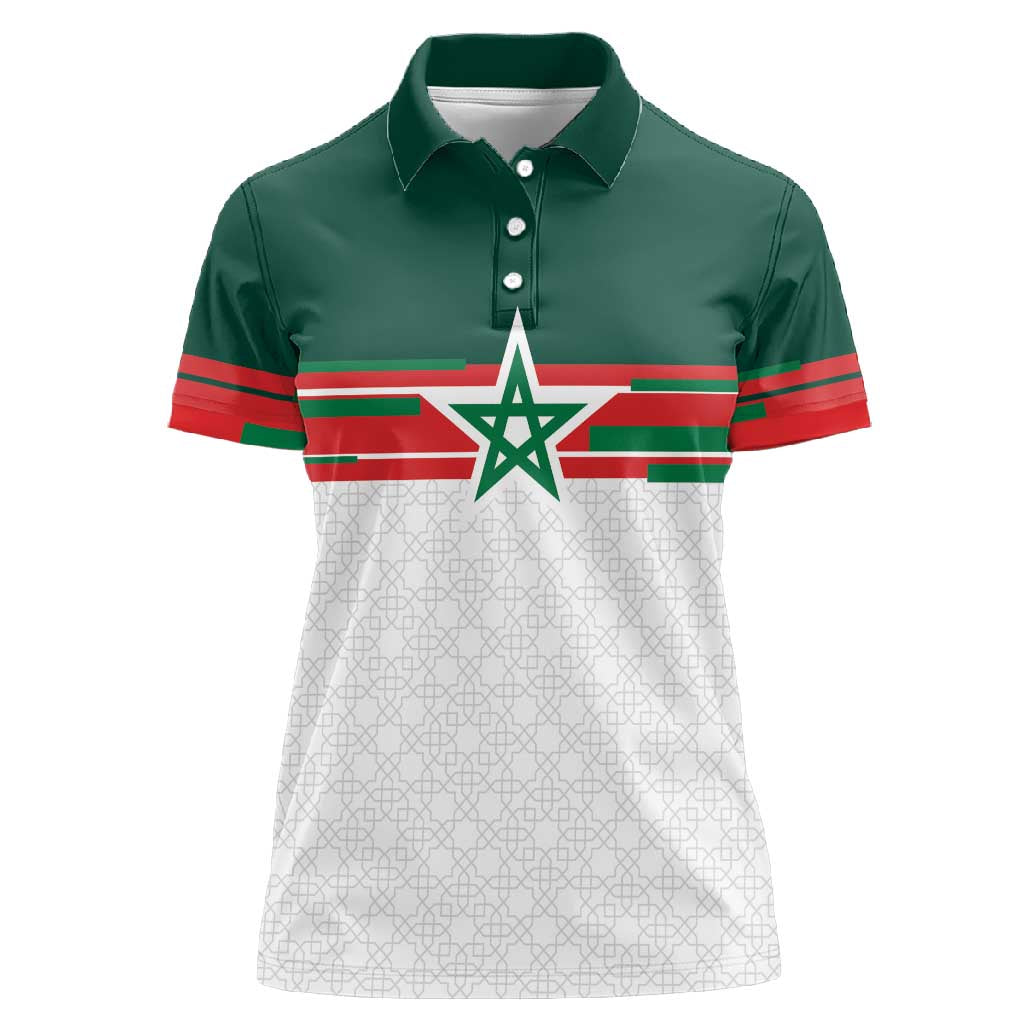 World Football 2026 Morocco Custom Women Polo Shirt African Geometric White Pattern LT9