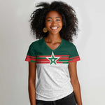 World Football 2026 Morocco Custom Women V-Neck T-Shirt African Geometric White Pattern LT9