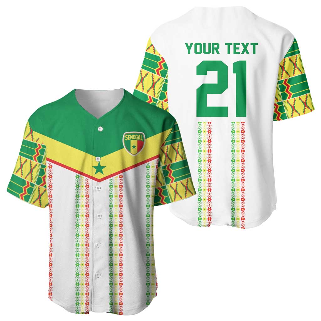 World Football 2026 Senegal Custom Baseball Jersey African Kente White Pattern LT9