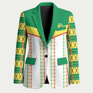 World Football 2026 Senegal Custom Blazer African Kente White Pattern - African Pride
