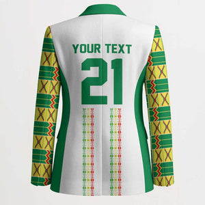 World Football 2026 Senegal Custom Blazer African Kente White Pattern - African Pride