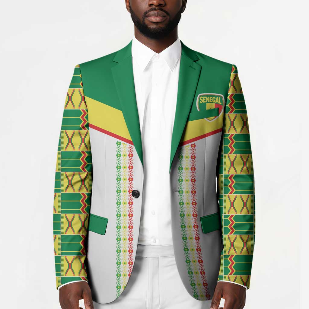 World Football 2026 Senegal Custom Blazer African Kente White Pattern - African Pride