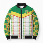 World Football 2026 Senegal Custom Bomber Puffer Jacket African Kente White Pattern - African Pride