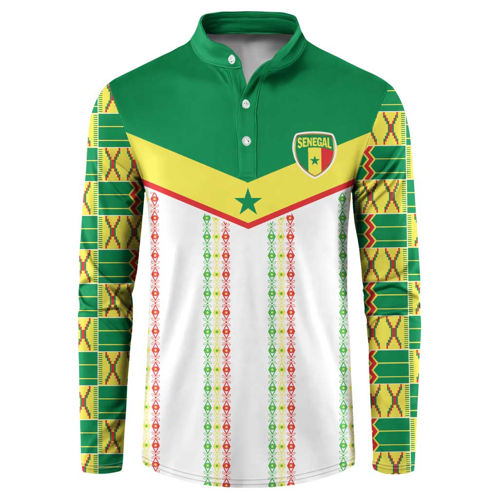World Football 2026 Senegal Custom Button Sweatshirt African Kente White Pattern
