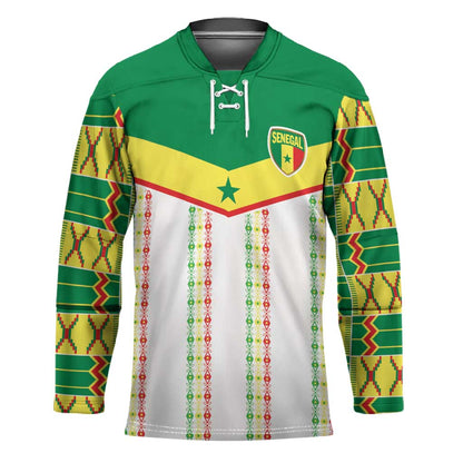 World Football 2026 Senegal Custom Hockey Jersey African Kente White Pattern - African Pride