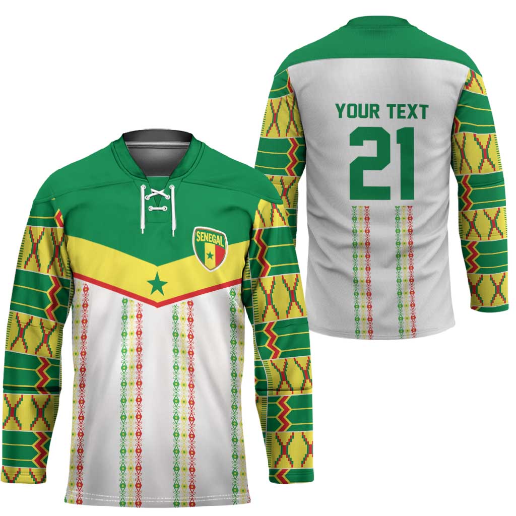 World Football 2026 Senegal Custom Hockey Jersey African Kente White Pattern - African Pride