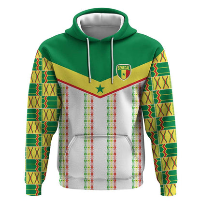World Football 2026 Senegal Custom Hoodie African Kente White Pattern - African Pride