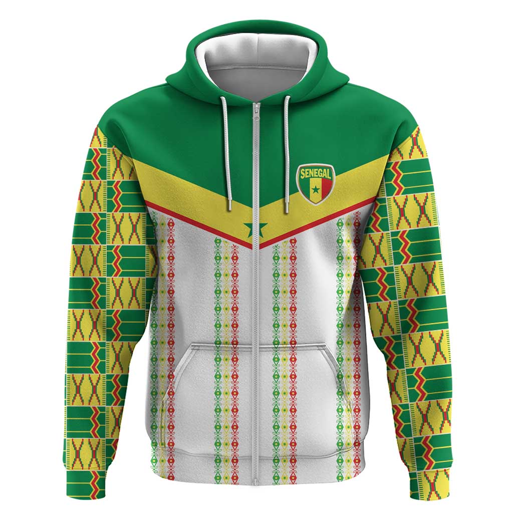 World Football 2026 Senegal Custom Hoodie African Kente White Pattern - African Pride