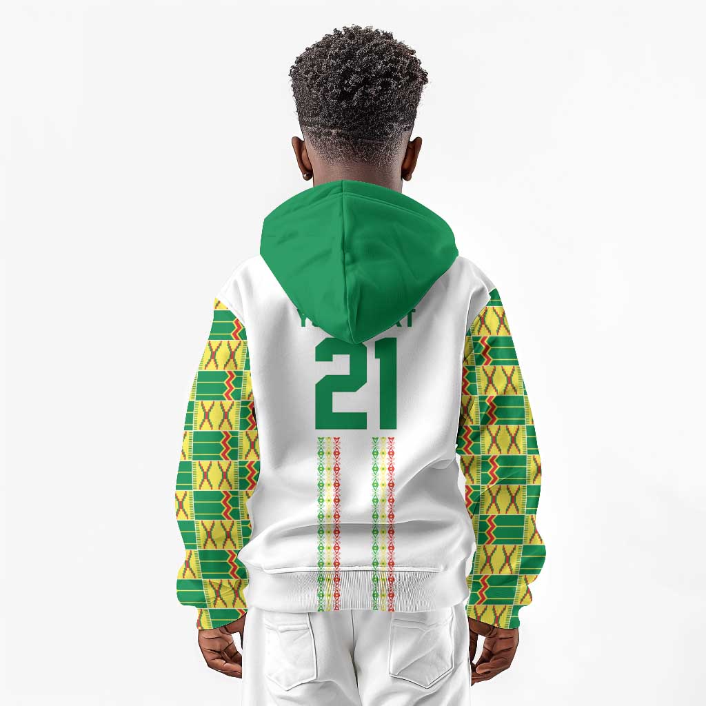 World Football 2026 Senegal Custom Kid Hoodie African Kente White Pattern - African Pride