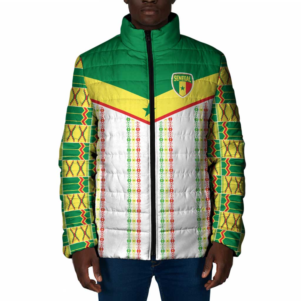 World Football 2026 Senegal Custom Padded Jacket African Kente White Pattern - African Pride