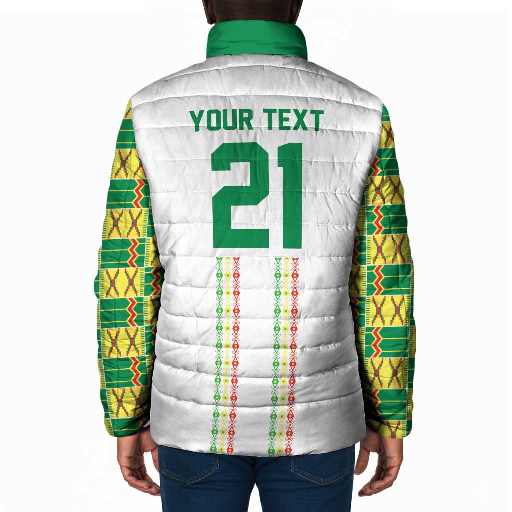 World Football 2026 Senegal Custom Padded Jacket African Kente White Pattern - African Pride