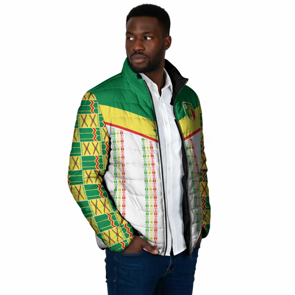 World Football 2026 Senegal Custom Padded Jacket African Kente White Pattern - African Pride