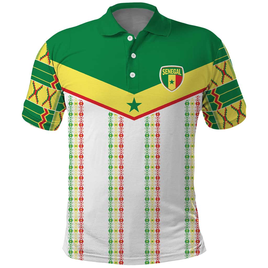 World Football 2026 Senegal Custom Polo Shirt African Kente White Pattern LT9