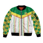 World Football 2026 Senegal Custom Sleeve Zip Bomber Jacket African Kente White Pattern - African Pride