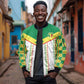 World Football 2026 Senegal Custom Sleeve Zip Bomber Jacket African Kente White Pattern - African Pride