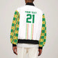 World Football 2026 Senegal Custom Sleeve Zip Bomber Jacket African Kente White Pattern - African Pride
