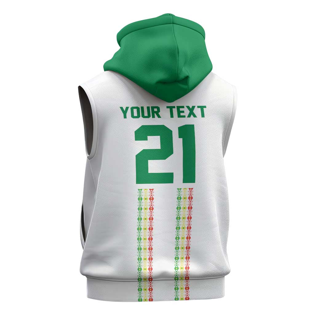 World Football 2026 Senegal Custom Sleeveless Hoodie African Kente White Pattern - African Pride